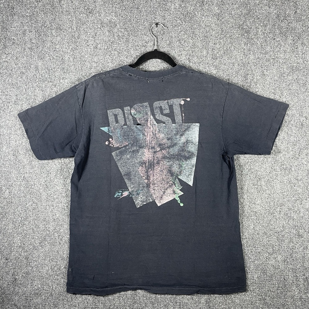 VTG Y2K Lighting Bolt "Blast" Faded Distressed T-Shirt Black Size XL #2449